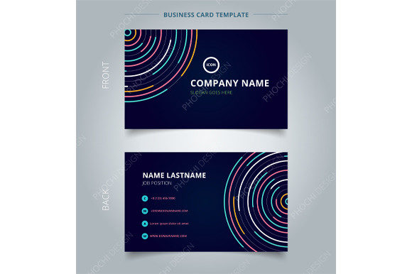 Download Name Card Template Circles Lines Pattern - Premium Resources