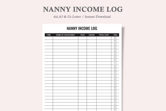 Download Nanny Income Log - Income log Collection